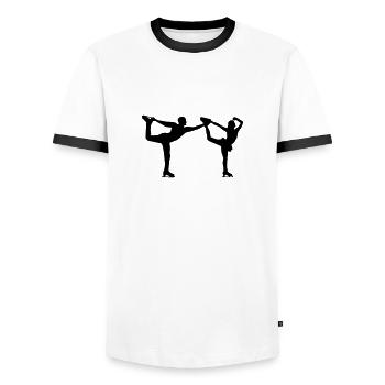 Eiskunstlauf - Männer Kontrast-T-Shirt - Weiß/Schwarz - Vorne - AI Model Female 172 light (172cm) & AI Model Male 178 dark (178cm)