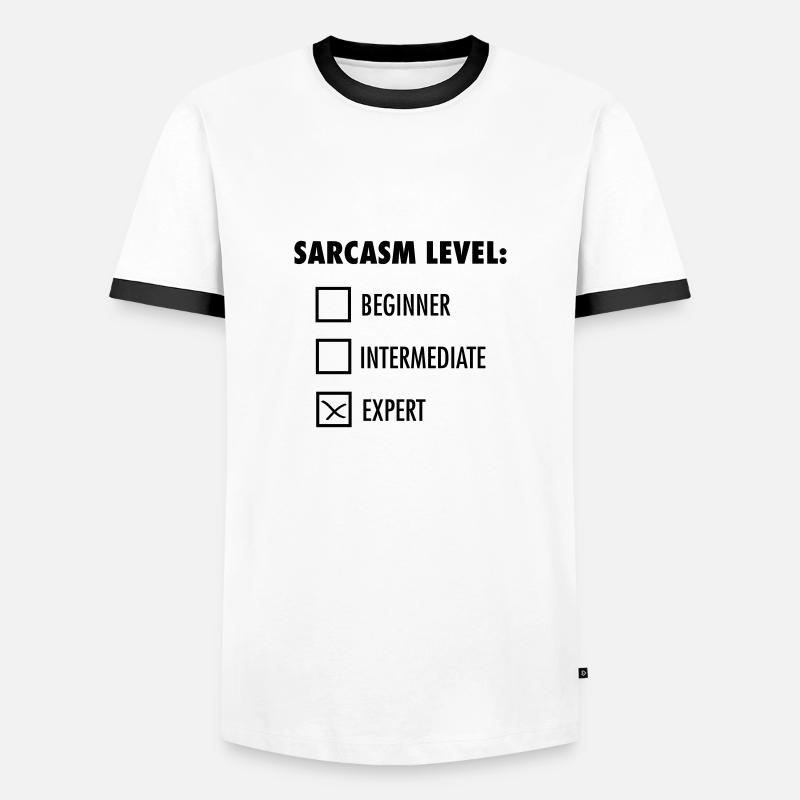Sarcasm Level: Expert - Männer Kontrast-T-Shirt - Weiß/Schwarz