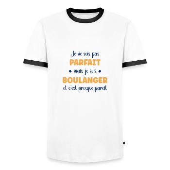 boulanger - T-shirt contrasté Homme - blanc/noir - Devant - AI Model Female 172 light (172cm) & AI Model Male 178 dark (178cm)
