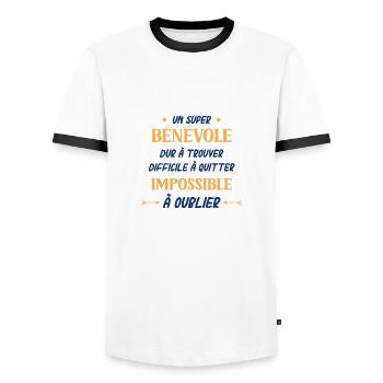 Un super bénévole - T-shirt contrasté Homme - blanc/noir - Devant - AI Model Female 172 light (172cm) & AI Model Male 178 dark (178cm)