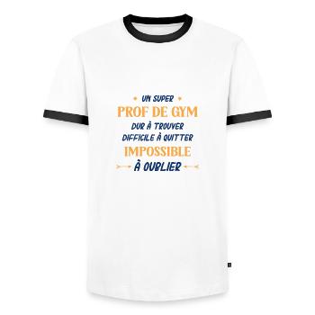 Un super prof de gym - T-shirt contrasté Homme - blanc/noir - Devant - AI Model Female 172 light (172cm) & AI Model Male 178 dark (178cm)