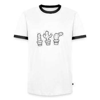 Kakteen_NC - Männer Kontrast-T-Shirt - Weiß/Schwarz - Vorne - AI Model Female 172 light (172cm) & AI Model Male 178 dark (178cm)