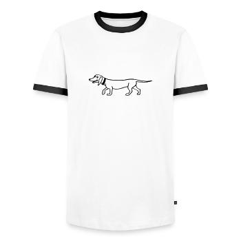 Teckel - T-shirt contrasté Homme - blanc/noir - Devant - AI Model Female 172 light (172cm) & AI Model Male 178 dark (178cm)
