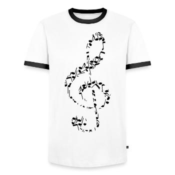 Notenschluessel - Men's Ringer Shirt - white/black - Front - AI Model Female 172 light (172cm) & AI Model Male 178 dark (178cm)