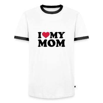 I love my Mom - T-shirt contrasté Homme - blanc/noir - Devant - AI Model Female 172 light (172cm) & AI Model Male 178 dark (178cm)