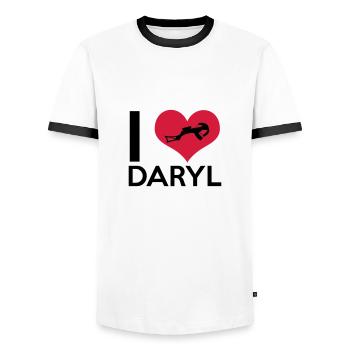 I Love Daryl - Men's Ringer Shirt - white/black - Front - AI Model Female 172 light (172cm) & AI Model Male 178 dark (178cm)