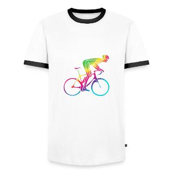 Abstraktes farbenfrohes Rennrad Design Radsport - Männer Kontrast-T-Shirt - Weiß/Schwarz - Vorne - AI Model Female 172 light (172cm) & AI Model Male 178 dark (178cm)