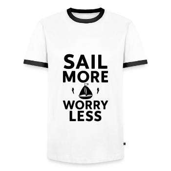 Sail more Stress less boat caiptaine - Men's Ringer Shirt - white/black - Front - AI Model Female 172 light (172cm) & AI Model Male 178 dark (178cm)