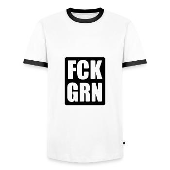 FCK GRN - Grüne nein Danke - Partei - Wahl - Männer Kontrast-T-Shirt - Weiß/Schwarz - Vorne - AI Model Female 172 light (172cm) & AI Model Male 178 dark (178cm)