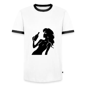 Silhouette Woman Drinking - Men's Ringer Shirt - white/black - Front - AI Model Female 172 light (172cm) & AI Model Male 178 dark (178cm)