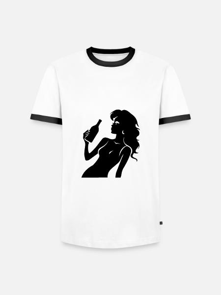 Silhouette Frau Drinking - Männer Kontrast-T-Shirt - Weiß/Schwarz