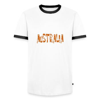 AUSTRALIE - T-shirt contrasté Homme - blanc/noir - Devant - AI Model Female 172 light (172cm) & AI Model Male 178 dark (178cm)