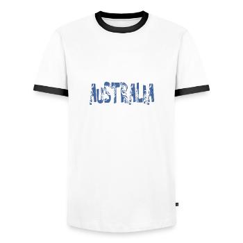AUSTRALIE - T-shirt contrasté Homme - blanc/noir - Devant - AI Model Female 172 light (172cm) & AI Model Male 178 dark (178cm)