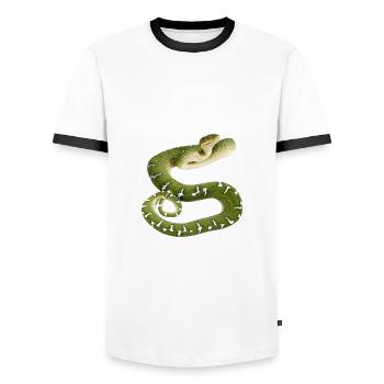 Snake reptile green white - Men's Ringer Shirt - white/black - Front - AI Model Female 172 light (172cm) & AI Model Male 178 dark (178cm)