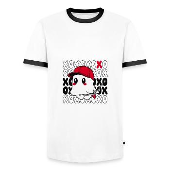 Valentinstag xoxo xoxo hugs kisses Liebe verliebt - Männer Kontrast-T-Shirt - Weiß/Schwarz - Vorne - AI Model Female 172 light (172cm) & AI Model Male 178 dark (178cm)