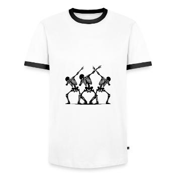 Dabbing Halloween Skeletons Group Party - Men's Ringer Shirt - white/black - Front - AI Model Female 172 light (172cm) & AI Model Male 178 dark (178cm)