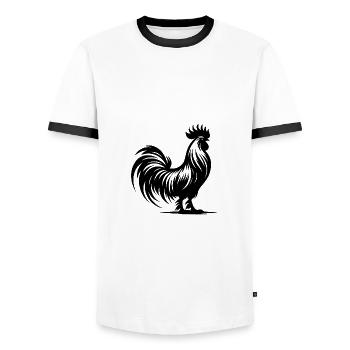 Elegant pedigree with large comb - Men's Ringer Shirt - white/black - Front - AI Model Female 172 light (172cm) & AI Model Male 178 dark (178cm)