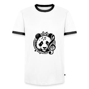 Panda Head Music Notes Tattoo with clef - Men's Ringer Shirt - white/black - Front - AI Model Female 172 light (172cm) & AI Model Male 178 dark (178cm)