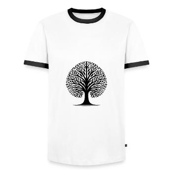 Geometrischer Lebensbaum voller Balance und Ruhe - Männer Kontrast-T-Shirt - Weiß/Schwarz - Vorne - AI Model Female 172 light (172cm) & AI Model Male 178 dark (178cm)