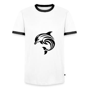 Elegant dynamic dolphin in leap - Men's Ringer Shirt - white/black - Front - AI Model Female 172 light (172cm) & AI Model Male 178 dark (178cm)