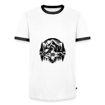 Romantisches Camping am See im Wald - Männer Kontrast-T-Shirt - Weiß/Schwarz - Vorne - AI Model Female 172 light (172cm) & AI Model Male 178 dark (178cm)