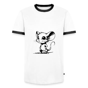 Funny Baby Kids Mouse Cartoon Style - Men's Ringer Shirt - white/black - Front - AI Model Female 172 light (172cm) & AI Model Male 178 dark (178cm)