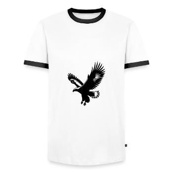 Beautiful Flying Eagle Tattoo Style - Men's Ringer Shirt - white/black - Front - AI Model Female 172 light (172cm) & AI Model Male 178 dark (178cm)