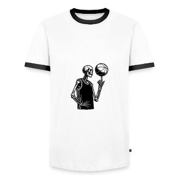 Halloween Skeleton Costume Basketball Style - Men's Ringer Shirt - white/black - Front - AI Model Female 172 light (172cm) & AI Model Male 178 dark (178cm)