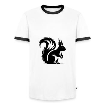 Little Cute Squirrel Kids Drawing - Men's Ringer Shirt - white/black - Front - AI Model Female 172 light (172cm) & AI Model Male 178 dark (178cm)