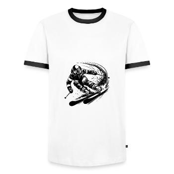 Extreme powder snow and action on the slopes - Men's Ringer Shirt - white/black - Front - AI Model Female 172 light (172cm) & AI Model Male 178 dark (178cm)