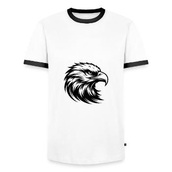 Elegant bird of prey as a powerful animal graphic - Men's Ringer Shirt - white/black - Front - AI Model Female 172 light (172cm) & AI Model Male 178 dark (178cm)