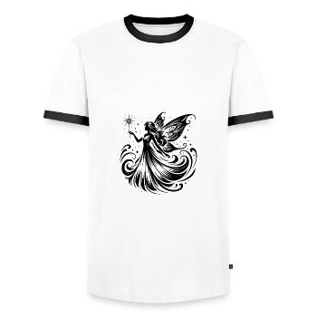 Imaginative Silhouettes Wings and Sparkle Fairy - Men's Ringer Shirt - white/black - Front - AI Model Female 172 light (172cm) & AI Model Male 178 dark (178cm)