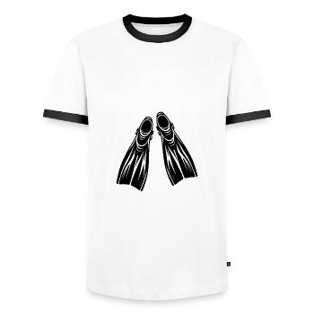 Style de logo de tatouage d’ailerons de plongée - T-shirt contrasté Homme - blanc/noir - Devant - AI Model Female 172 light (172cm) & AI Model Male 178 dark (178cm)
