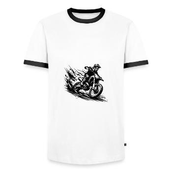 Matsch Offroad Enduro Abenteuer Zeichnung - Männer Kontrast-T-Shirt - Weiß/Schwarz - Vorne - AI Model Female 172 light (172cm) & AI Model Male 178 dark (178cm)