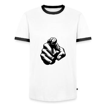 Klassische Handposition Präzise Zeigefinger Geste - Männer Kontrast-T-Shirt - Weiß/Schwarz - Vorne - AI Model Female 172 light (172cm) & AI Model Male 178 dark (178cm)