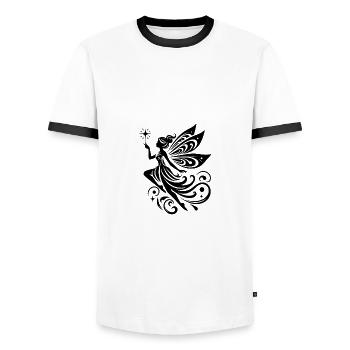 Fée enchanteresse avec baguette magique - T-shirt contrasté Homme - blanc/noir - Devant - AI Model Female 172 light (172cm) & AI Model Male 178 dark (178cm)
