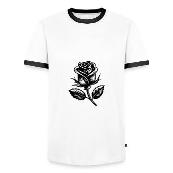 Schlichte Rose Stilvolles Rosenmotiv - Männer Kontrast-T-Shirt - Weiß/Schwarz - Vorne - AI Model Female 172 light (172cm) & AI Model Male 178 dark (178cm)