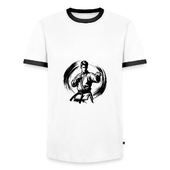 Asian Martial Arts Self-Defense Karate - Men's Ringer Shirt - white/black - Front - AI Model Female 172 light (172cm) & AI Model Male 178 dark (178cm)