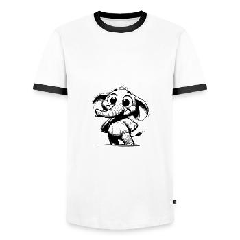 Bébé éléphant avec une énorme trompe et des yeux - T-shirt contrasté Homme - blanc/noir - Devant - AI Model Female 172 light (172cm) & AI Model Male 178 dark (178cm)