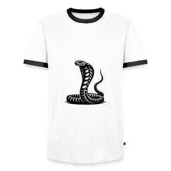 Cobra Schlange Nackenschild Drohhaltung Design - Männer Kontrast-T-Shirt - Weiß/Schwarz - Vorne - AI Model Female 172 light (172cm) & AI Model Male 178 dark (178cm)