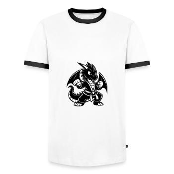 Kinder Cartoon Style Karate Drache mit Flügeln - Männer Kontrast-T-Shirt - Weiß/Schwarz - Vorne - AI Model Female 172 light (172cm) & AI Model Male 178 dark (178cm)