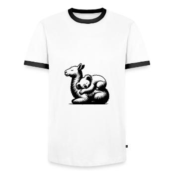 Schlafender Koala auf einem niedlichen Lama - Männer Kontrast-T-Shirt - Weiß/Schwarz - Vorne - AI Model Female 172 light (172cm) & AI Model Male 178 dark (178cm)