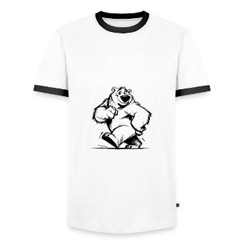 L’ours polaire trait par trait pour devenir un personnage préféré - T-shirt contrasté Homme - blanc/noir - Devant - AI Model Female 172 light (172cm) & AI Model Male 178 dark (178cm)