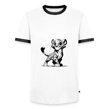 The Cutest Cats Child Snuggle Factor - Men's Ringer Shirt - white/black - Front - AI Model Female 172 light (172cm) & AI Model Male 178 dark (178cm)