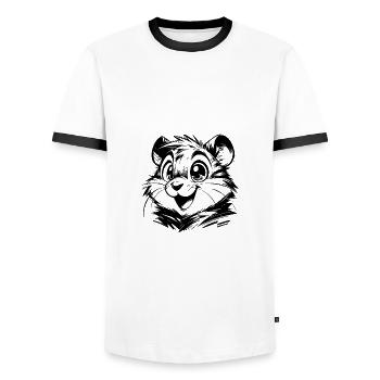 Laughing Hamster Charming Hamster Illustration - Men's Ringer Shirt - white/black - Front - AI Model Female 172 light (172cm) & AI Model Male 178 dark (178cm)
