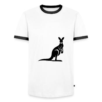Silhouette of a graceful kangaroo - Men's Ringer Shirt - white/black - Front - AI Model Female 172 light (172cm) & AI Model Male 178 dark (178cm)