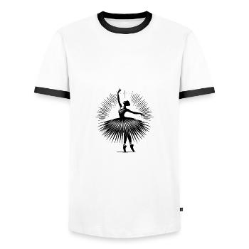 Graceful ballet dancer in perfect dance pose - Men's Ringer Shirt - white/black - Front - AI Model Female 172 light (172cm) & AI Model Male 178 dark (178cm)
