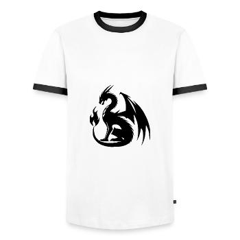 Dragon géant en colère avec d’énormes ailes - T-shirt contrasté Homme - blanc/noir - Devant - AI Model Female 172 light (172cm) & AI Model Male 178 dark (178cm)