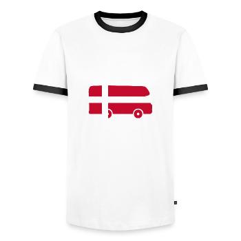 Wohnmobil Dänemark Reise Urlaub Camper Aufkleber - Männer Kontrast-T-Shirt - Weiß/Schwarz - Vorne - AI Model Female 172 light (172cm) & AI Model Male 178 dark (178cm)