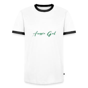 Aussie Gal - Männer Kontrast-T-Shirt - Weiß/Schwarz - Vorne - AI Model Female 172 light (172cm) & AI Model Male 178 dark (178cm)